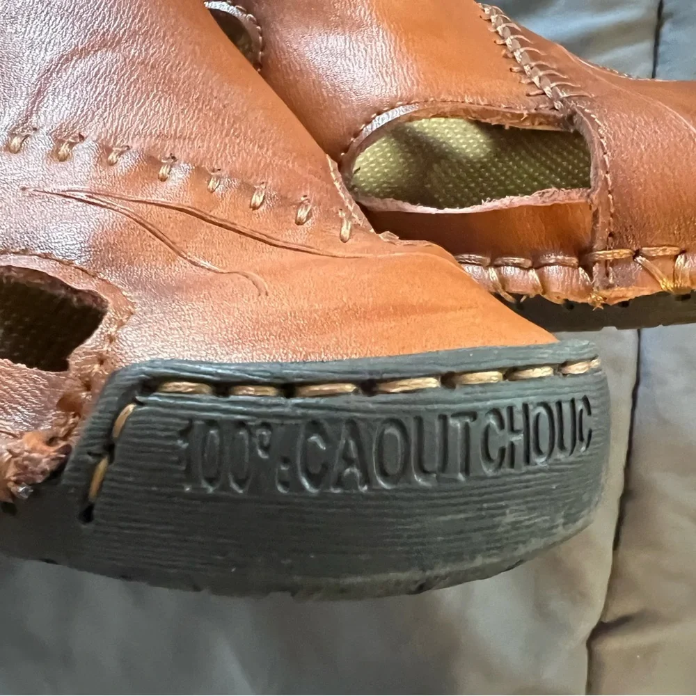 HSY Fashion Men's 100% Caoutchouc Leather‎ Closed Toe Sandal Brown Size 40 US 7